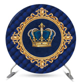 Fond rond de fête d'anniversaire de fille bleue de couronne d'or